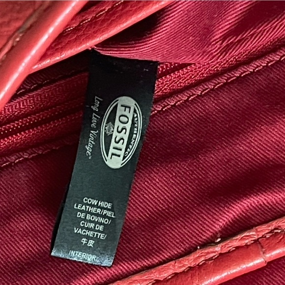 Fossil Crossbody Leather Satchel Bag Carson Style Red Casual One Size - Picture 17 of 17